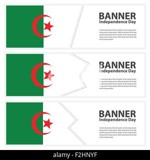 Algerien Flagge Banner Sammlung Unabhängigkeitstag Stock Vektor