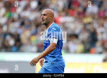 Udine, Italien. 19. September 2015. Empoli vorwärts Massimo Maccarone reagiert während der italienischen Serie A-Fußballspiel zwischen Udinese Calcio V Empoli im Friaul-Stadion am 19. September 2015 in Udine. Bildnachweis: Andrea Spinelli/Alamy Live-Nachrichten Stockfoto