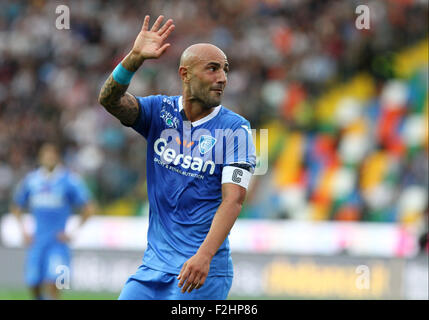 Udine, Italien. 19. September 2015. Empoli vorwärts Massimo Maccarone Gesten während der italienischen Serie A-Fußball-match zwischen Udinese Calcio V Empoli im Friaul-Stadion am 19. September 2015 in Udine. Bildnachweis: Andrea Spinelli/Alamy Live-Nachrichten Stockfoto