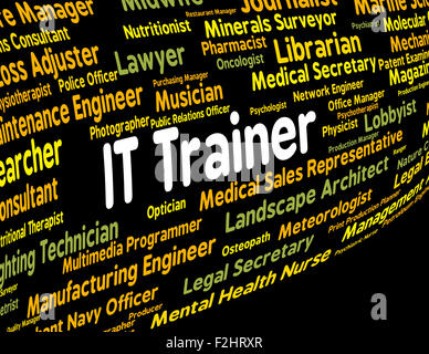 Information Technology Trainer Bedeutung geben Unterricht und Text Stockfoto