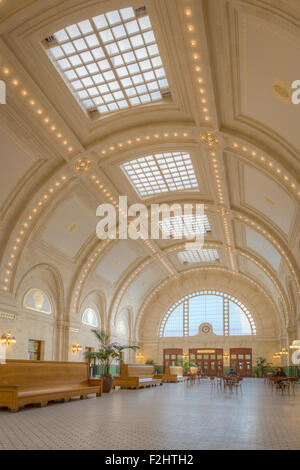 Der Prunksaal im Union Station im Stadtteil Pioneer Square Stockfoto