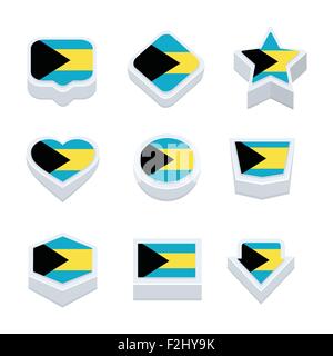 Bahamas flags Symbole und Taste legen neun Stile Stock Vektor