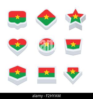 Burkina Faso flags Symbole und Taste legen neun Stile Stock Vektor