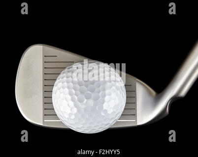 Golf Ball und Eisen Club closeup Stockfoto