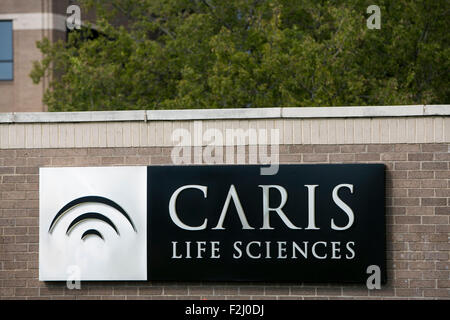 Ein Logo Zeichen außerhalb der Hauptsitz von Caris Life Sciences in Irving, Texas am 13. September 2015.