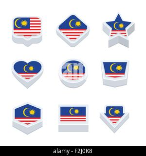 Malaysia-flags Symbole und Taste legen neun Stile Stock Vektor