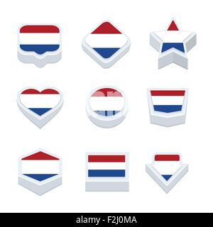 Niederlande-flags Symbole und Taste legen neun Stile Stock Vektor