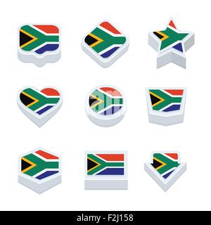 Südafrika-flags Symbole und Taste legen neun Stile Stock Vektor