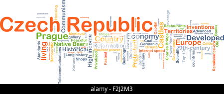 Hintergrund-Konzept Wordcloud Illustration der Tschechischen Republik Stockfoto