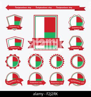 Madagaskar-Unabhängigkeitstag Fahnen Infografik design Stock Vektor