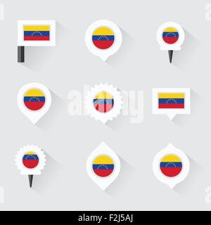 Venezuela-Flagge und Stifte für die Infografik und Kartenentwurf Stock Vektor