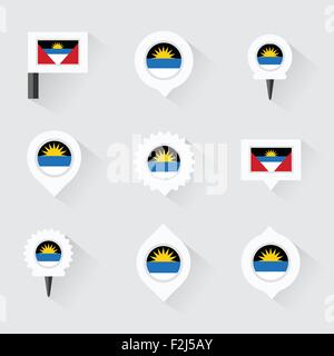 Antigua und Barbuda Flagge und Stifte für die Infografik und Kartenentwurf Stock Vektor