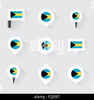 Bahamas Flagge und Stifte für die Infografik und Kartenentwurf Stock Vektor