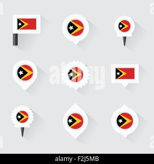 Ost-Timor Flag und Stifte für die Infografik und Kartenentwurf Stock Vektor