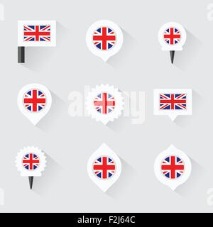 Großbritannien Flagge und Stifte für die Infografik und Kartenentwurf Stock Vektor