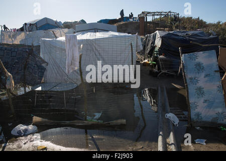 Calais, Frankreich. 19. September 2015. Armseligen Bedingungen für Flüchtlinge im "Dschungel" Camp in Calais Credit: auf Anblick Photographic/Alamy Live News Stockfoto