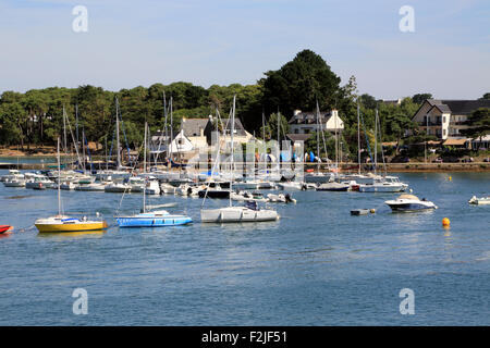 Blick auf Ile de Conleau von La Pointe De La Presqu'Île de Langle, Port Anna, Sene, Vannes Morbihan, Bretagne, Frankreich Stockfoto