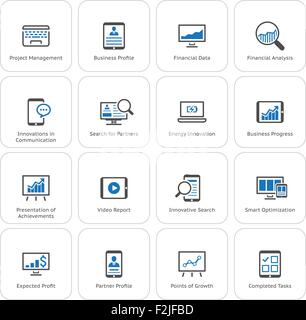 Wirtschaft und Finanzen Icons Set. Flaches Design. Stock Vektor