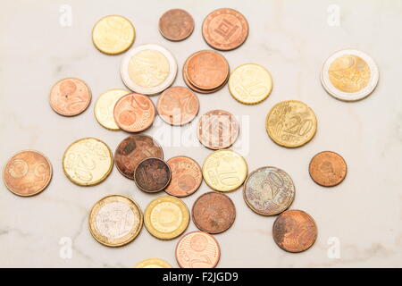 Ein Haufen von Euro-Münzen Stockfoto