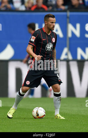 Hamburg, Deutschland. 19. Sep, 2015. Frankfurts Haris Seferovic in Aktion während der deutschen Fußball-Bundesliga-Fußball-match zwischen der Hamburger SV und Eintracht Frankfurt in Hamburg, Deutschland, 19. September 2015. Foto: DANIEL REINHARDT/Dpa/Alamy Live News Stockfoto
