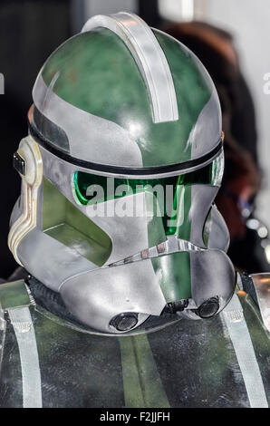 VII Trainingstag der spanischen Garnison 501st Legion, - StarWars-. Helm-Clone Commander Gree-. Stockfoto