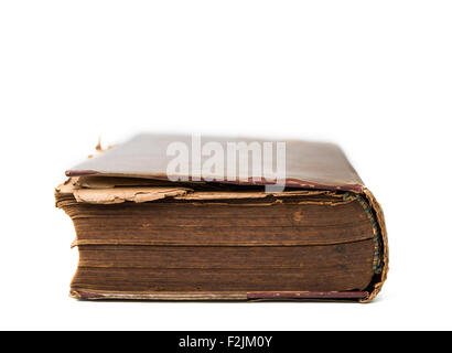 altes antikes Buch isoliert auf weiss Stockfoto