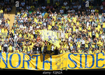 Verona, Italien. 20. September 2015. Chievo Verona Fans während der italienischen Serie A-Fußball-match zwischen AC Chievo Verona V FC Inter Mailand Bentegodi Stadium am 20. September 2015. Bildnachweis: Andrea Spinelli/Alamy Live-Nachrichten Stockfoto