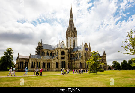 Kathedrale von Salisbury mit der höchste Turm in Großbritannien Stockfoto