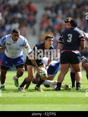 Brighton, UK. 20. September 2015. Mike Petri der USA in Spiel 6 der Rugby World Cup 2015 zwischen Samoa und USA, Brighton Community Stadium, Brighton, England (Foto von Rob Munro/CSM) Stockfoto