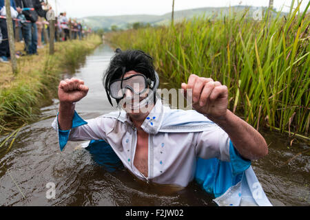 Das Moor Schnorcheln Weltmeisterschaften auf Wän Rhydd Moor am 30. August 2015 in Llanwrtyd Wells, Mid Wales. Stockfoto