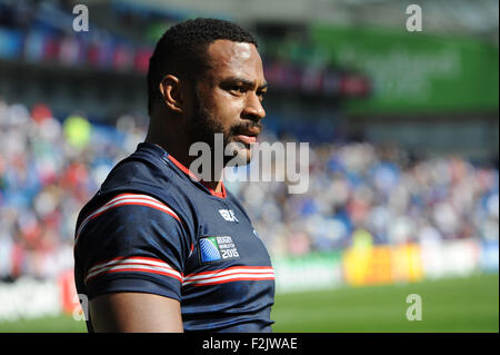 Brighton, UK. 20. September 2015. Andrew Durutalo der USA in Spiel 6 der Rugby World Cup 2015 zwischen Samoa und USA, Brighton Community Stadium, Brighton, England (Foto von Rob Munro/CSM) Stockfoto