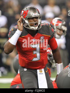 New Orleans, Louisiana, USA. 20. Sep, 2015. Tampa Bay Buccaneers quarterback JAMEIS WINSTON beim Spielen gegen die New Orleans Saints im Mercedes-Benz Superdome in New Orleans, Louisiana am 20. September 2015 Credit: Dan Anderson/ZUMA Draht/Alamy Live News Stockfoto