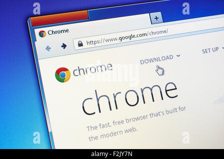 DANZIG, POLEN - 23. JULI 2015. Google Chrome Homepage am Computer-Bildschirm. Google Chrome ist ein Freeware-Web-Browser, entwickelt von Stockfoto
