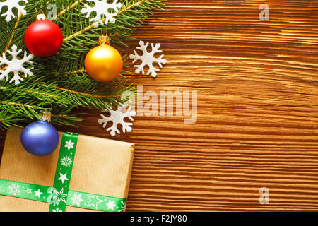 Weihnachten Hintergrund - Dekoration auf hölzernen Hintergrund Stockfoto