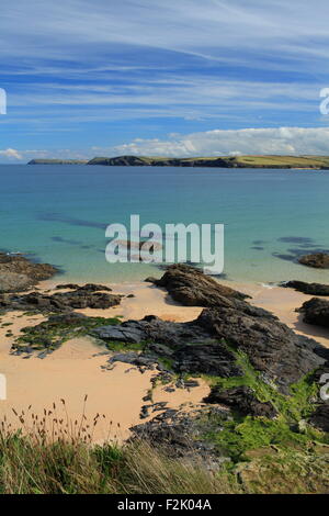 Sonnigen Herbsttag bei Harlyn Bay, North Cornwall, England, UK Stockfoto