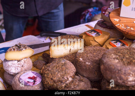 Italienische Käse bedeckt eine Schicht Heu oder Schlacke Stockfoto