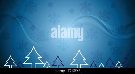 Blaue Weihnachten Hintergrund mit abstrakten Tannen und Wellen. Vektor-design Stock Vektor