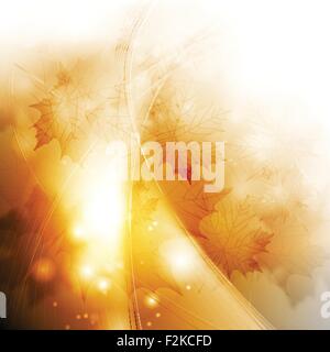 Abstrakte Herbst funkelnden Abbildung mit Wellen und Blätter. Vektor-Hintergrund Stock Vektor