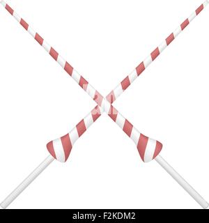 Zwei gekreuzte Lanzen im rot-weißen design Stock Vektor