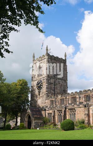 Heilige Dreifaltigkeit Pfarrei Kirchturm Skipton, West Yorkshire, England, UK Stockfoto