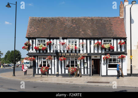 Ye Olde Red Horse Gastwirtschaft in Vine Street, Evesham, Worcestershire Stockfoto