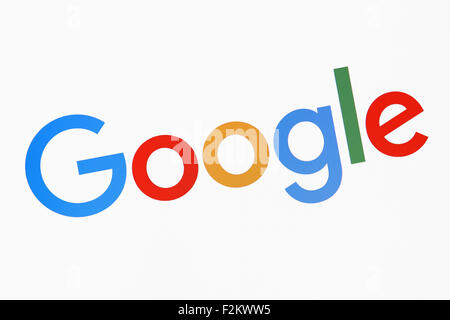 Google Search Engine Screenshot mit dem neuen 2015-Logo. Stockfoto