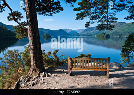 Blick vom Friar es Crag über Derwentwater in Richtung Borrowdale, ruhigen sonnigen Sommertag, Lake District, Cumbria, England UK Stockfoto