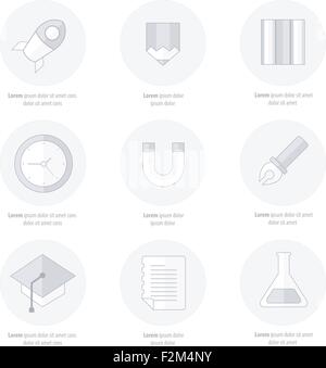 Web Icons Setzleitung Symbole Schulstil Stock Vektor