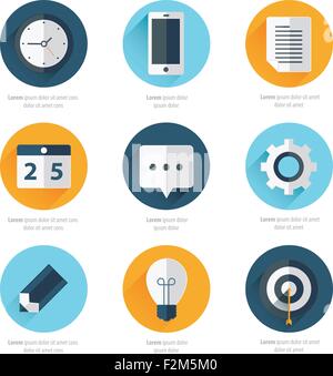 Business Set der flache Design-Ikonen 4 Farbe Stock Vektor