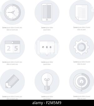 Business Set der flache Design-Ikonen, Linie Symbole Stock Vektor