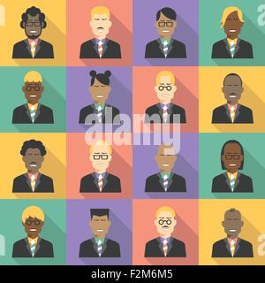 Avatar Business Team Symbole im flachen Stil festlegen Stock Vektor