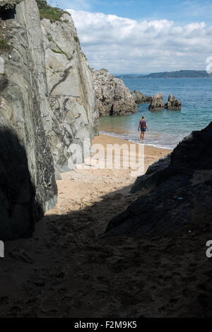 Blick über Plymouth Sound aus Penlee Punkt, Cornwall, UK Stockfoto