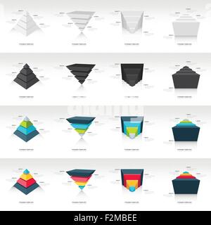 Pyramide auf den Kopf nach unten Infografik Vorlage Set 16 in 1 Stock Vektor