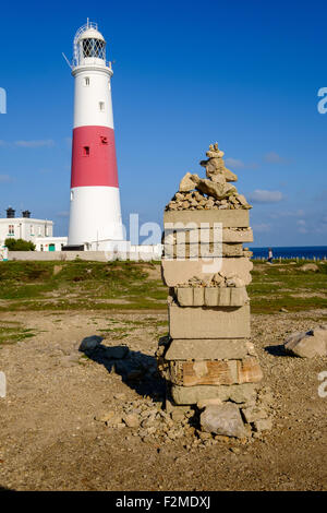 Portland Bill Leuchtturm ist eine funktionierende Leuchtturm in Portland Bill, auf der Isle of Portland, Dorset Stockfoto